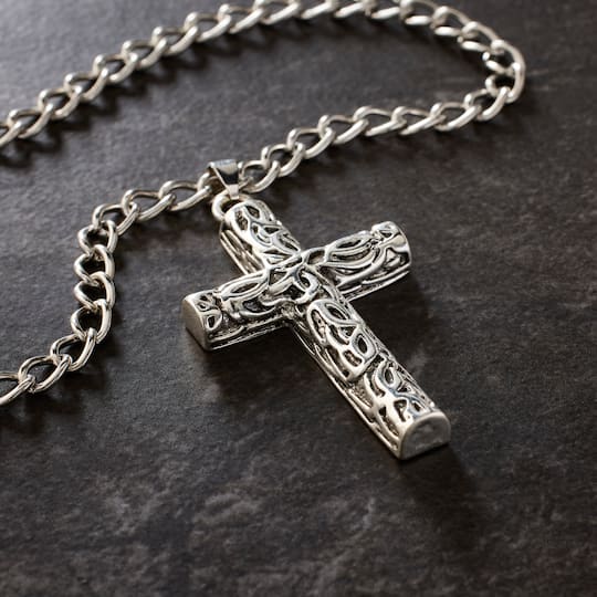 12 Pack: Antique Silver Filigree Cross Pendant by Bead Landing™